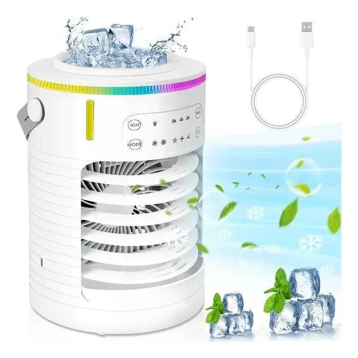 BRILLSTEN Ventilateur de Climatisation Portable 600ML USB — Ventilateur silencieux 3 vitesses humidificateur et purificateur