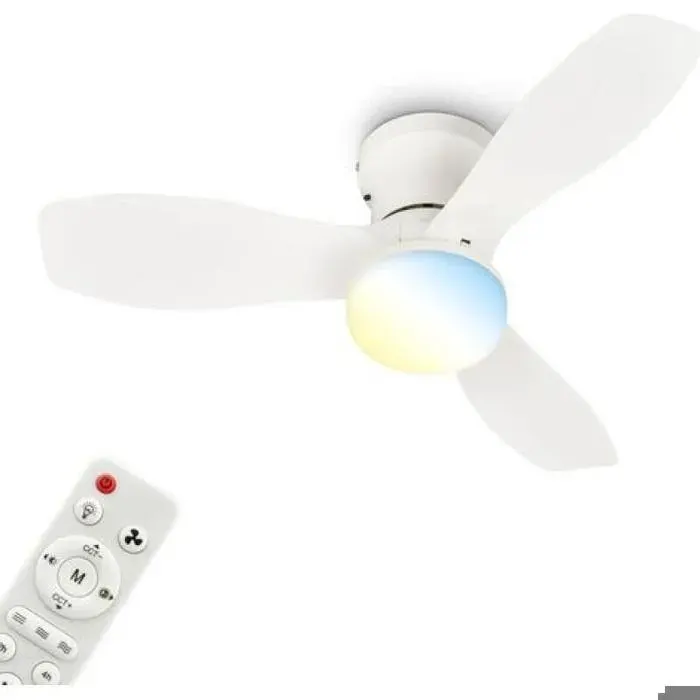 Briloner Ventilateur de plafond télécommande Ø60x19cm 15W 1700lm 3000K-6500K blanc chaud à blanc lumière du jour moteur DC blanc