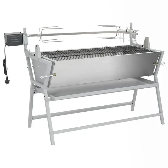 Broche à rôtir barbecue - vidaXL - Fer et acier inoxydable - 132x55x98 cm - Moteur électrique