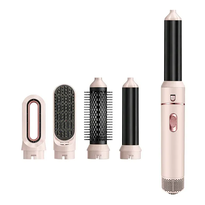 Brosse à air chaud 5-en-1 – Sèche-cheveux multifonctionnel pour coiffer boucler et lisser – Effet volumateur