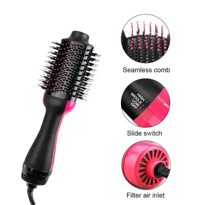 Brosse à air chaud LEEGOAL rose 3 en 1 haute puissance salon ionique négatif lisseur-keeper