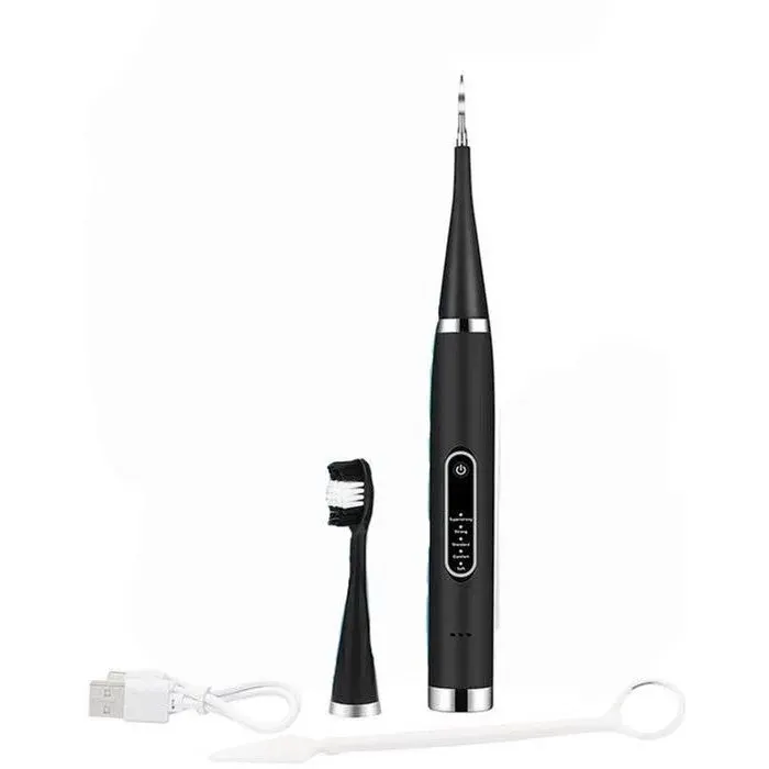 Brosse à dents électrique 2 en 1 avec fonction sonique et détartreurpour adultes-Noire