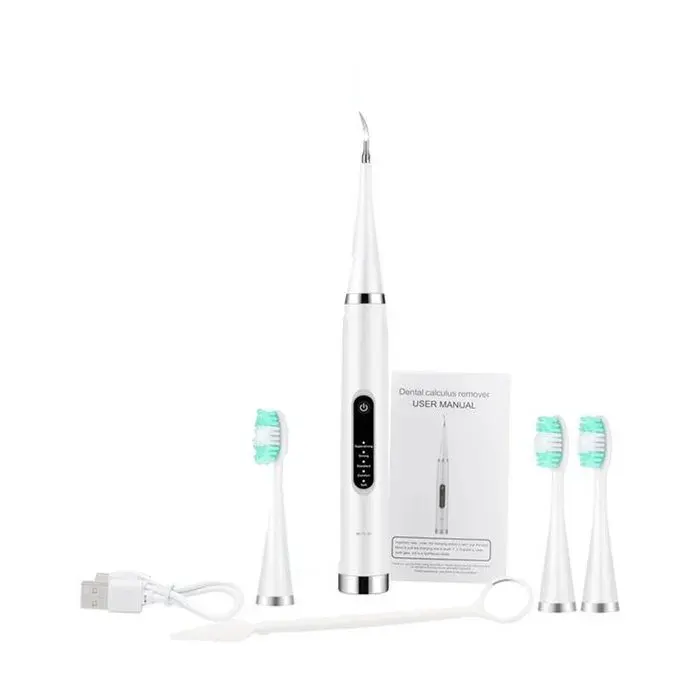 Brosse à dents électrique 2 en 1nettoyant soniquedétartreurbrosse à dents intelligente pour adultes-Blanchetrois têtes
