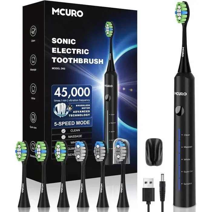 Brosse à dents électrique - - Autonomie 120 jours - 6 têtes interchangeables BROSSE A DENTS ELECTRIQUE