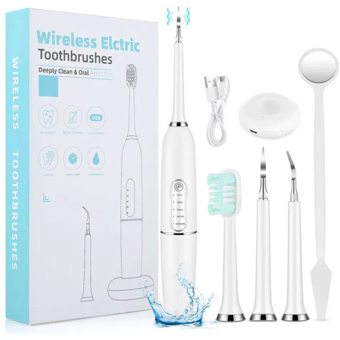 Brosse à dents électrique avec hydropulseur 3-en-1 - Ultrasonique + irrigateur buccal + nettoyeur - Soin complet