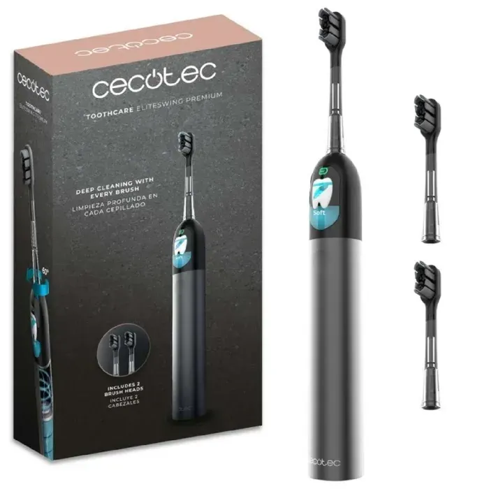 Brosse à dents électrique - CECOTEC - ToothCare EliteSwing Premium - Sonique - Oscillation 60° - Écran
