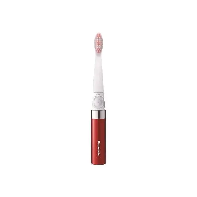 Brosse à dents électrique de poche - PANASONIC - EW-DS90-R503 - Vibrations soniques - Brosse 3 têtes - Batterie AAA — coloris Rouge