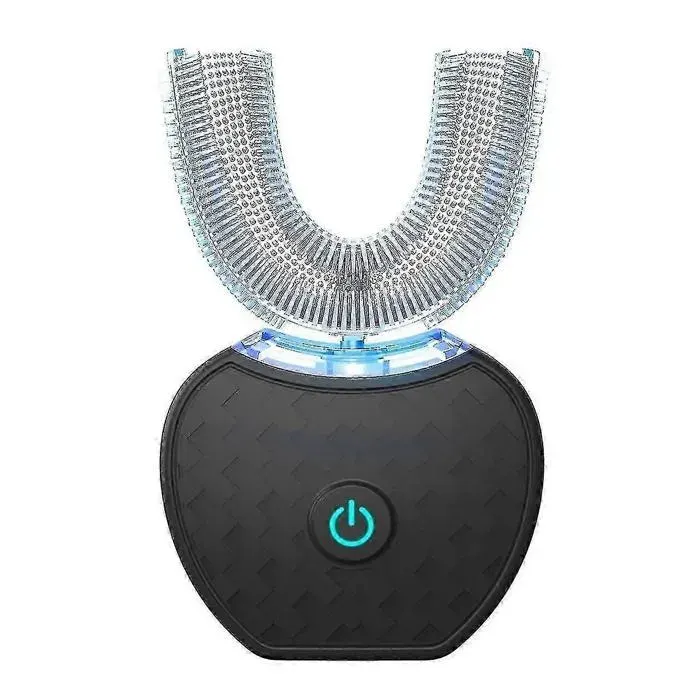 Brosse à dents électrique en forme de U automatique à 360° étanche (noire)