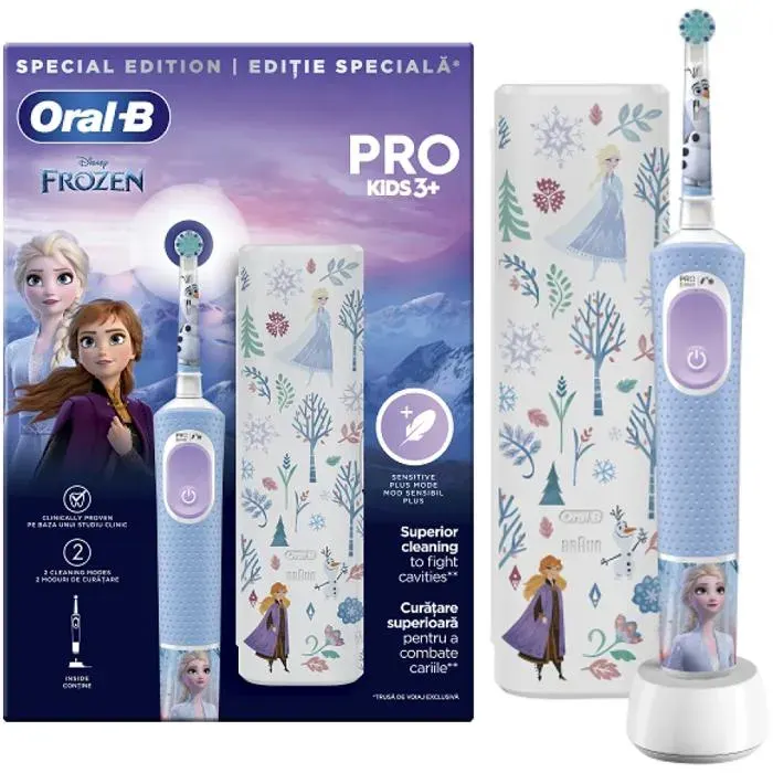 Brosse a dents electrique enfant Oral-B Vitality Pro D103 Kids Frozen - etui - 2 modes
