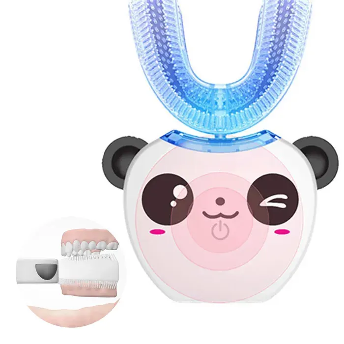 Brosse à Dents Électrique - FAMICAM - 11 cm Ultrason Enfants Technologie Sonic Douce Connexion Bluetooth App Motifs Animaux Mignons — coloris Blanc