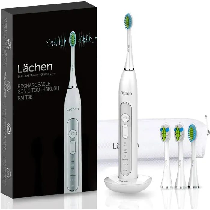 Brosse à dents électrique - Lächen Sonic - 4 têtes - 9 modes - 60 jours dautonomie