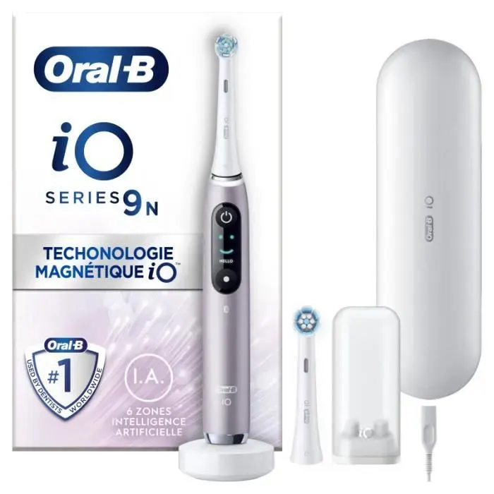 Brosse À Dents Électrique Oral-B iO 9 - Rose Quartz - Connectée Bluetooth - 7 Modes de Brossage
