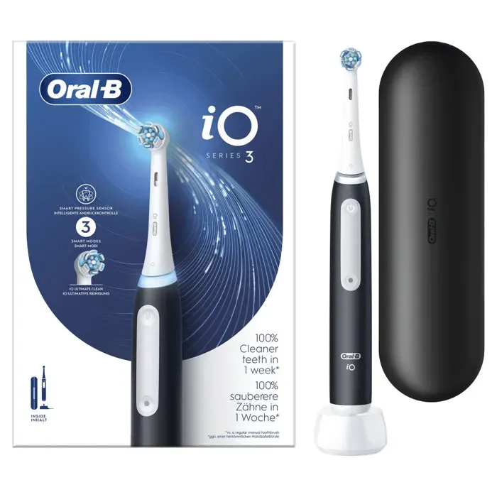 Brosse à dents électrique - Oral-B - iO Series 3 - 3 modes de brossage - Technologie magnétique - Étui de voyage