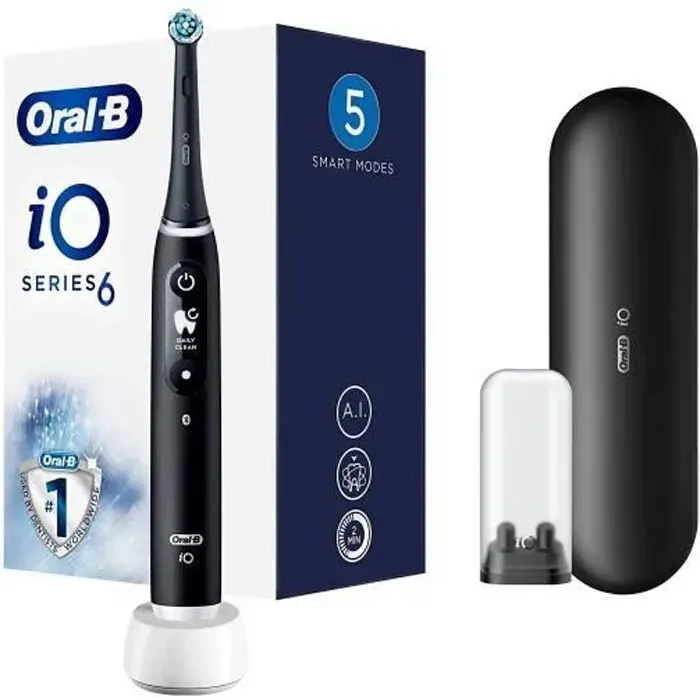 Brosse à dents électrique - Oral-B - iO Series 6 - Noir - 5 modes de brossage - Technologie iO