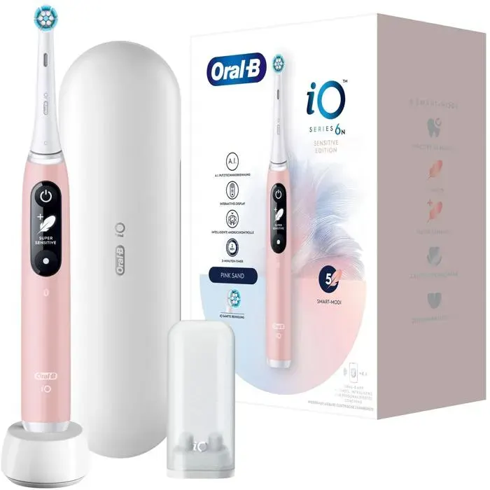 Brosse à Dents Électrique - ORAL-B - iO Series 6 - Pink Sand - 5 Modes - Bluetooth - Capteur Pression