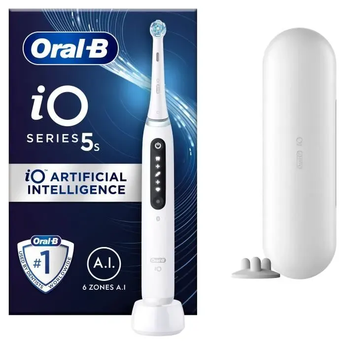 Brosse à dents électrique - ORAL-B - IO5S QUITE WHITE - Rechargeable - 5 modes - Oscillant-rotatif — coloris Blanche
