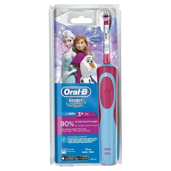 Brosse à Dents Électrique - Oral-B - Reine des Neiges - Bleu et Rouge - Pour Enfant - Rotatif