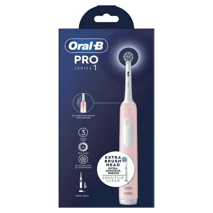 Brosse à dents électrique - Oral-B - Series Pro 1 - Rose - 3 modes - Capteur de pression