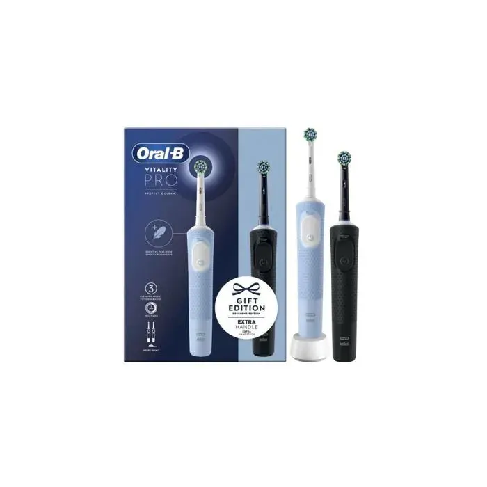 Brosse à dents électrique - Oral-B - Vitality Pro D103 Duo - 3 modes - Timer intégré - Batterie rechargeable
