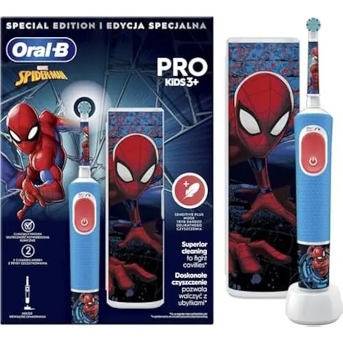 Brosse à dents électrique - ORAL-B - Vitality Pro Kids - Spiderman - Multicolore - Étui de voyage inclus