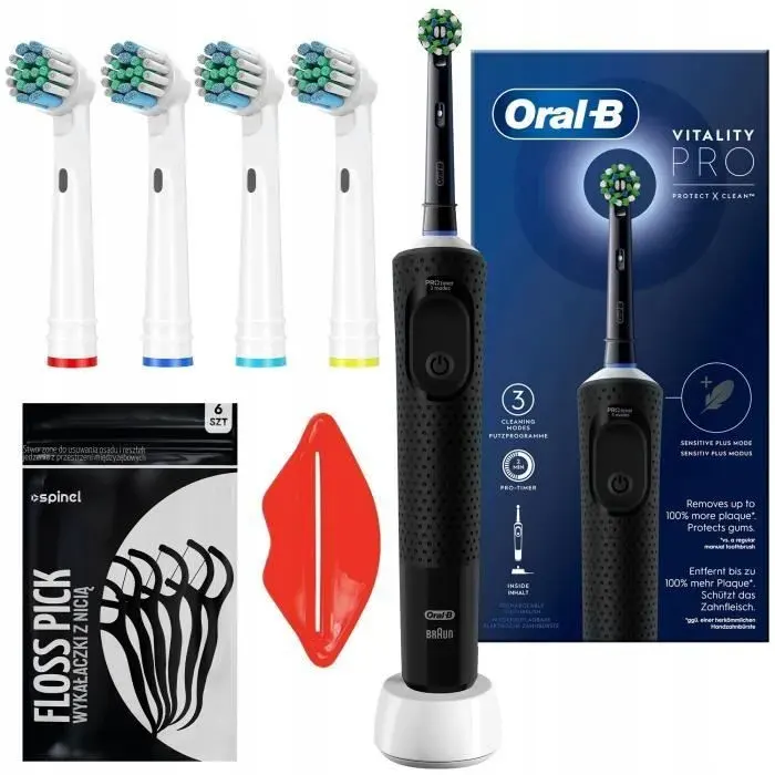 Brosse à dents électrique - Oral B - Vitality PRO Protect X Clean - 3 modes - 4 embouts - minuterie dents