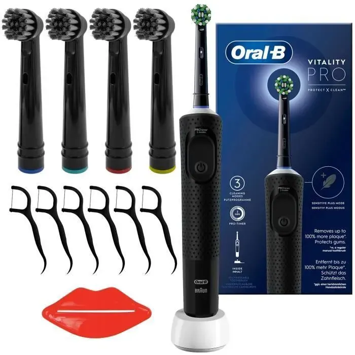 Brosse à dents électrique - Oral-B - Vitality Pro Protect X Clean - 3 modes - 4 embouts - Timer 2 minutes