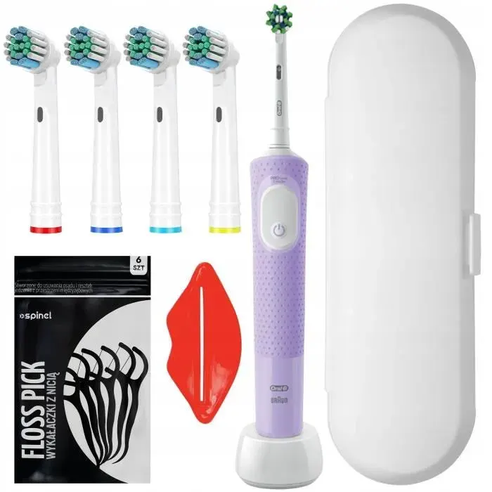 Brosse à dents électrique - Oral-B - Vitality PRO Protect X Clean Violet - 4 embouts - étui voyage