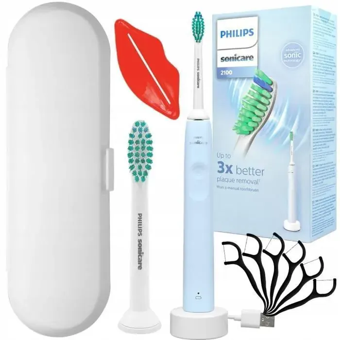 Brosse à dents électrique - Philips - Sonicare 2100 HX3651/12 - avec étui de voyage et 2 têtes ProResults