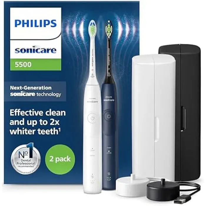 Brosse à dents électrique - PHILIPS - Sonicare 5500 - 2 modes - Alerte de pression - Rechargeable