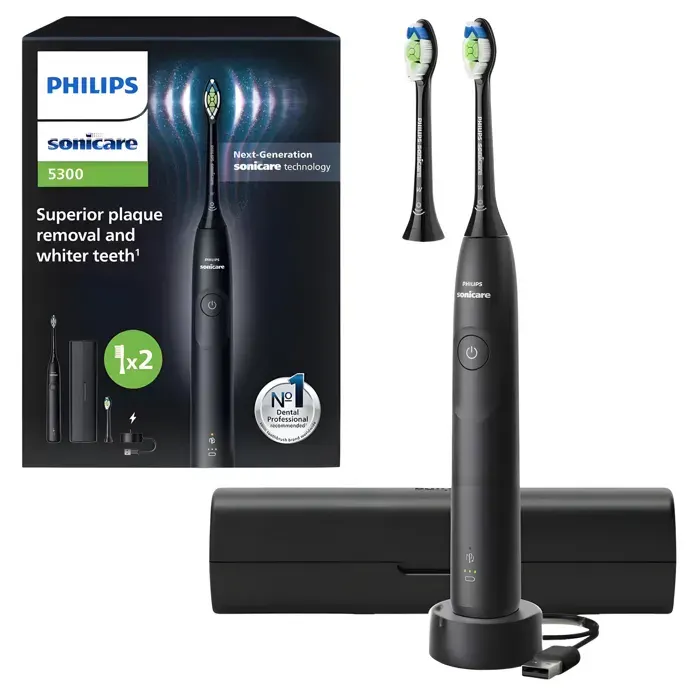 Brosse à dents électrique - PHILIPS - Sonicare ProtectiveClean 5300 - Sonique 62 000 mouv./min - 2 intensités - Autonomie 3 semaines — coloris Noir