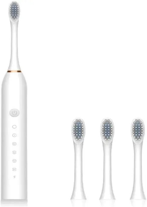 Brosse à dents électrique Portable IPX7 étanche Rechargeable 6 vitesses brosse à dents maison salle de bain Blanc