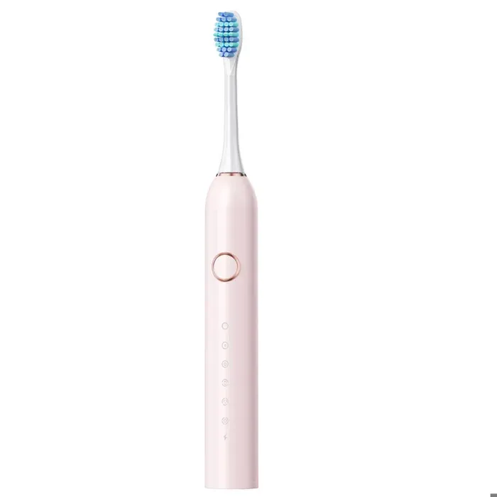 Brosse à dents électrique portable rechargeable avec 4 têtes de brosse et 6 modes de nettoyage étanchéité IPX7 pour adultes