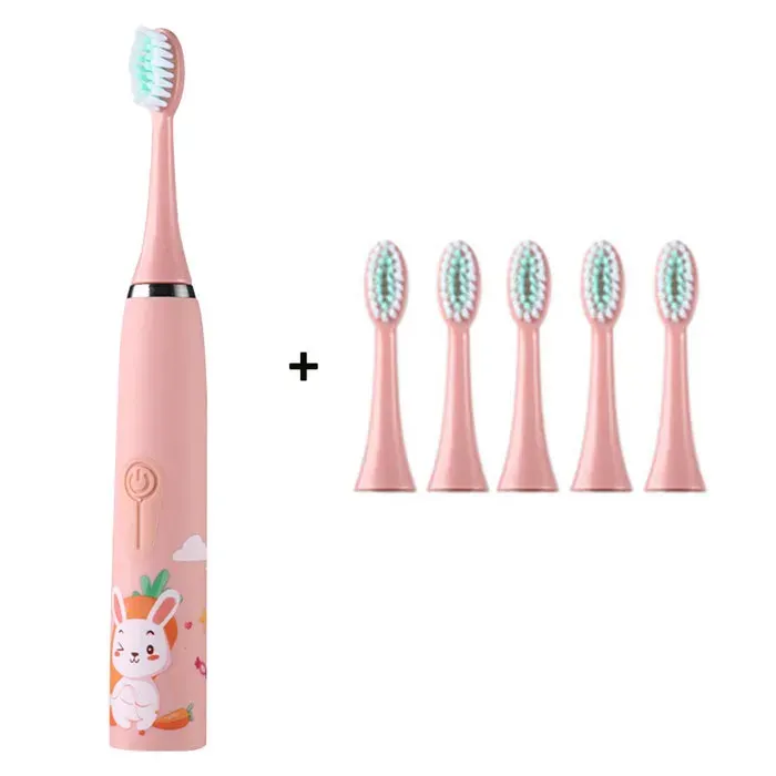 Brosse à dents électrique pour enfants 4 modes de nettoyage étanche IPX7 avec 6 têtes de brosse pour un usage prolongé