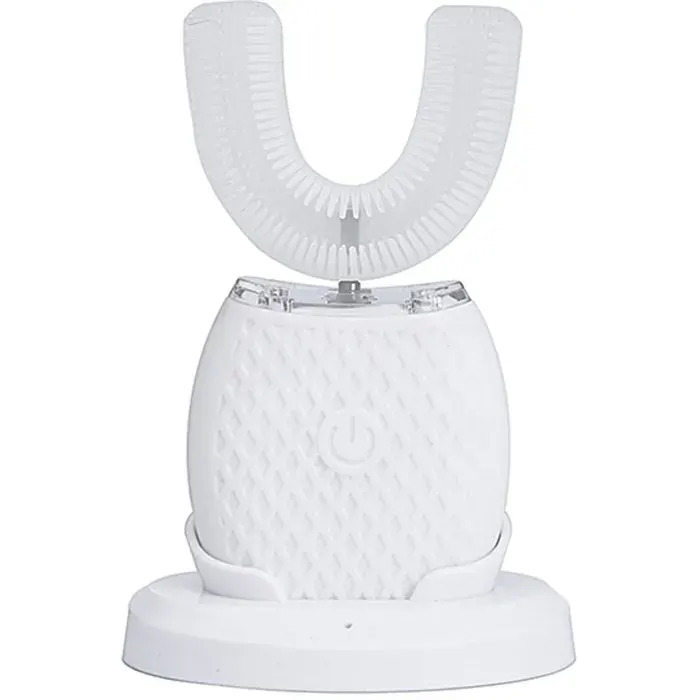Brosse à dents électrique rechargeable - DEMA - Forme en U - Nettoyage à 360° - Vibrations haute fréquence - LED bleue — coloris Blanche
