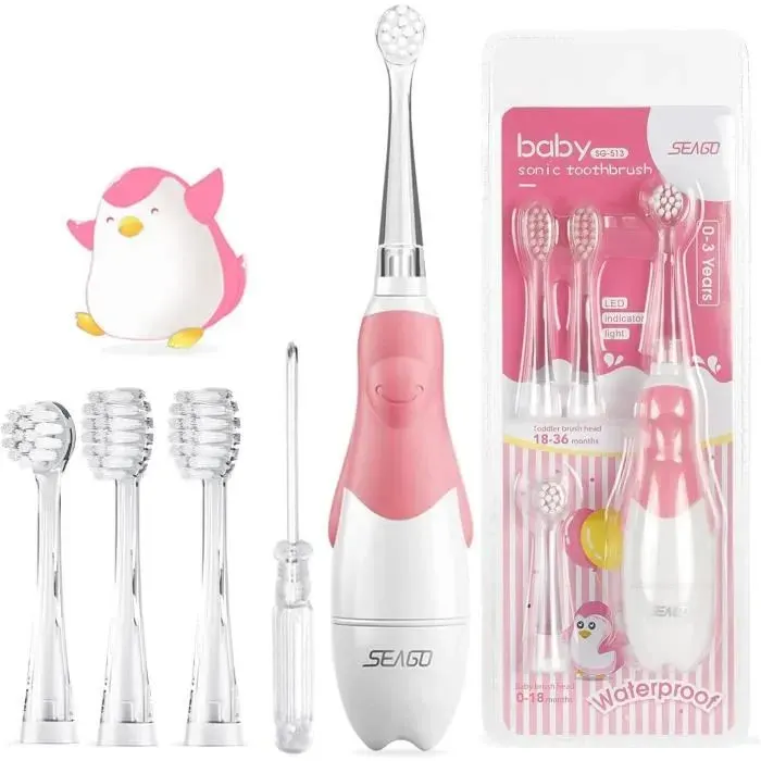 Brosse À Dents Électrique - SEAGO - SG513 - Bébé 0-3 Ans - Poils Doux - Étanchéité IPX7