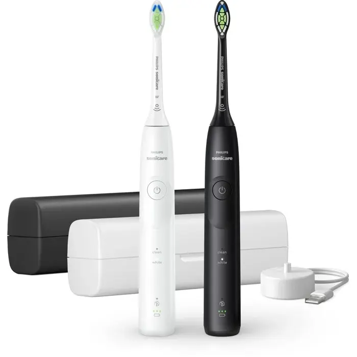 Brosse à dents électrique sonique double manche - PHILIPS - HX7119/01 - Série 5500 - blanc et noir - rechargeable
