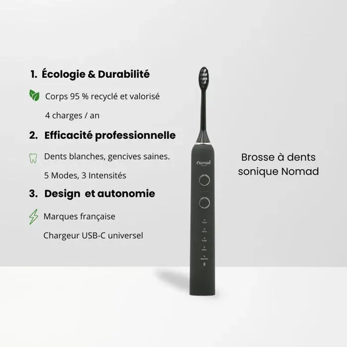 Brosse à dents électrique sonique Nomad Black