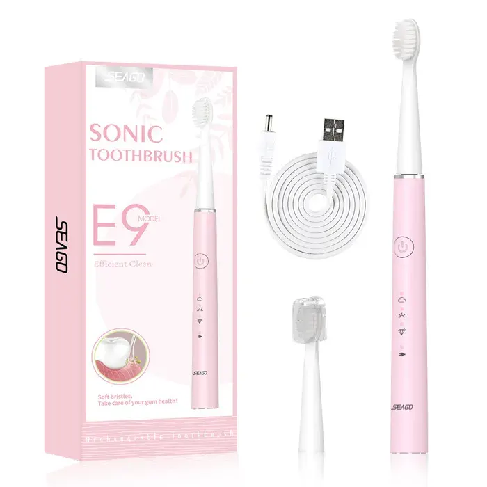Brosse à Dents Électrique - Technologie Sonique - étanche IPX7 - 1 Mois dAutonomie - 5 Modes de Brossage - Chargement USB-C - Ros