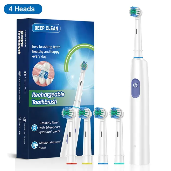 Brosse à dents électrique - TWINBIRD - Ultrasonique - 4 têtes de rechange - Rechargeable - Blanc
