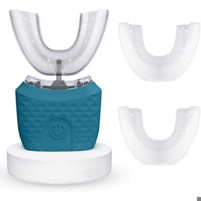 Brosse à dents électrique U 360° - LON® - Ultrasonique étanche IPX7 - Vert clair - 3 modes + rechange