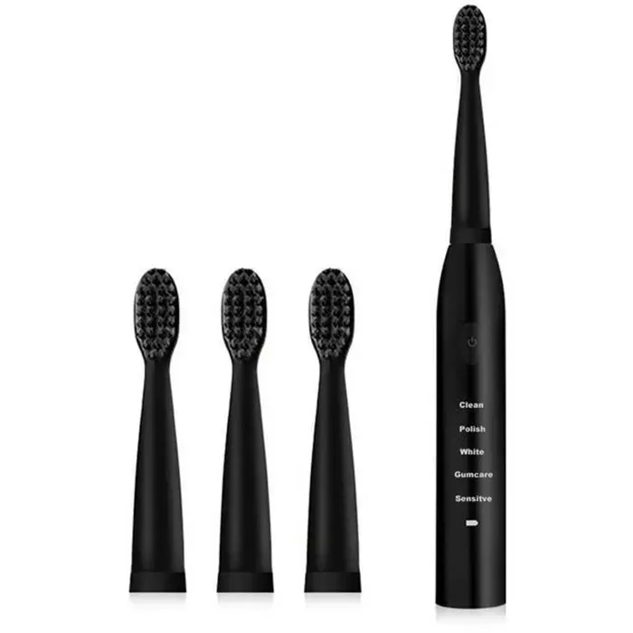 Brosse à dents électrique ultrasonique rechargeable compatible lave-vaisselle blanchissante - Noire
