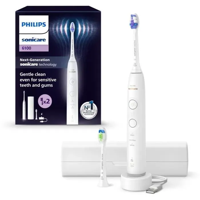 Brosse à dents - PHILIPS - HX7410/02 - Sonicare - Serie 6500 - Blanc - Eléctrique