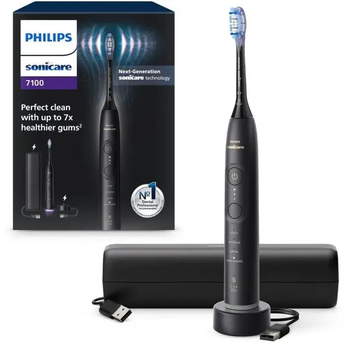 Brosse à dents - PHILIPS - HX7421/01 - Sonicare - Serie 7100 - Noir - Eléctrique