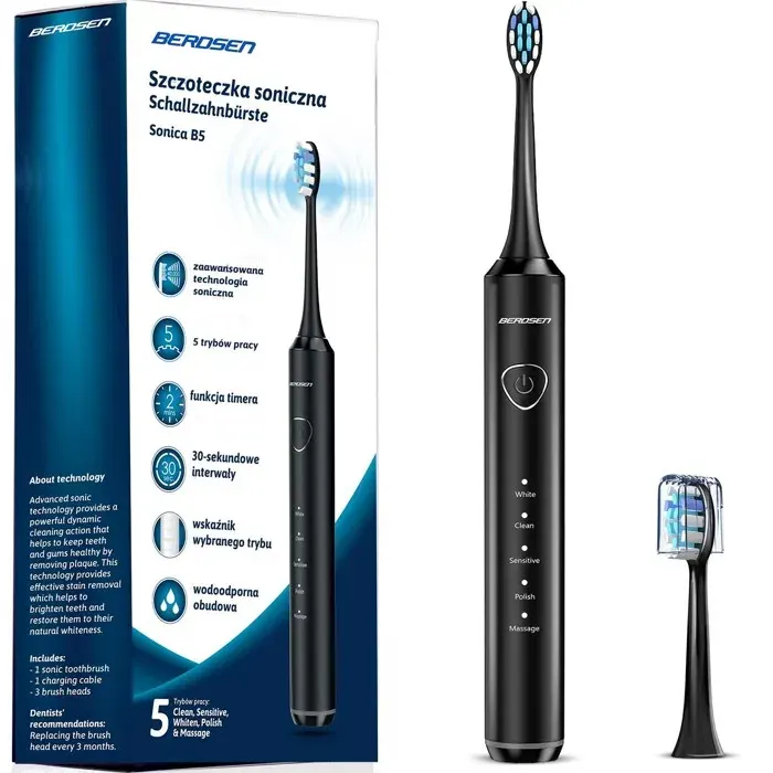 Brosse à dents sonique - JANSHOP - Sonica B5 - 40 000 mouvements/min - 5 modes - Autonomie 1 mois