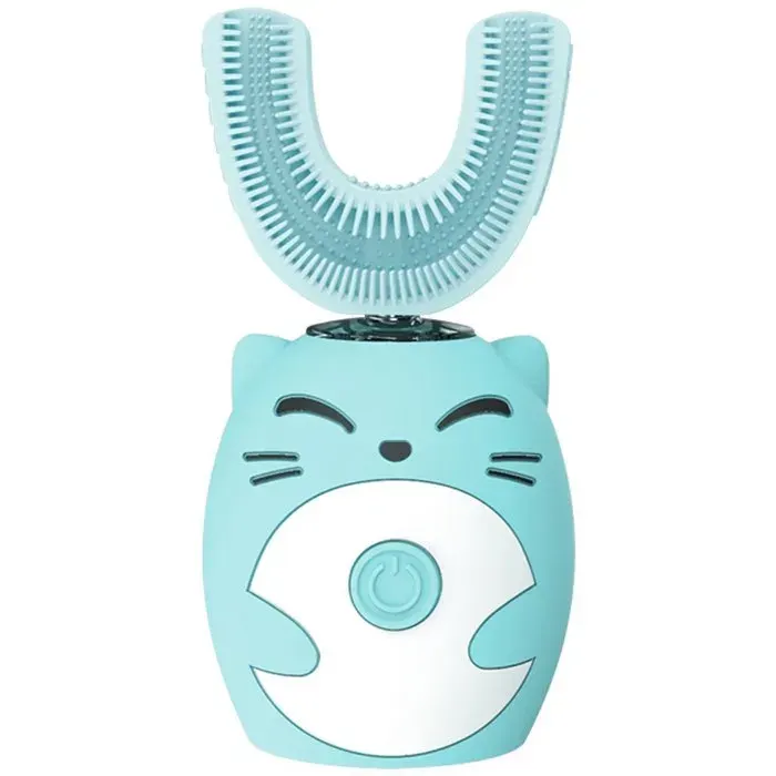 Brosse à dents sonique pour enfants étanche IPX7 en forme de U rechargeable bleue 8-15 ans