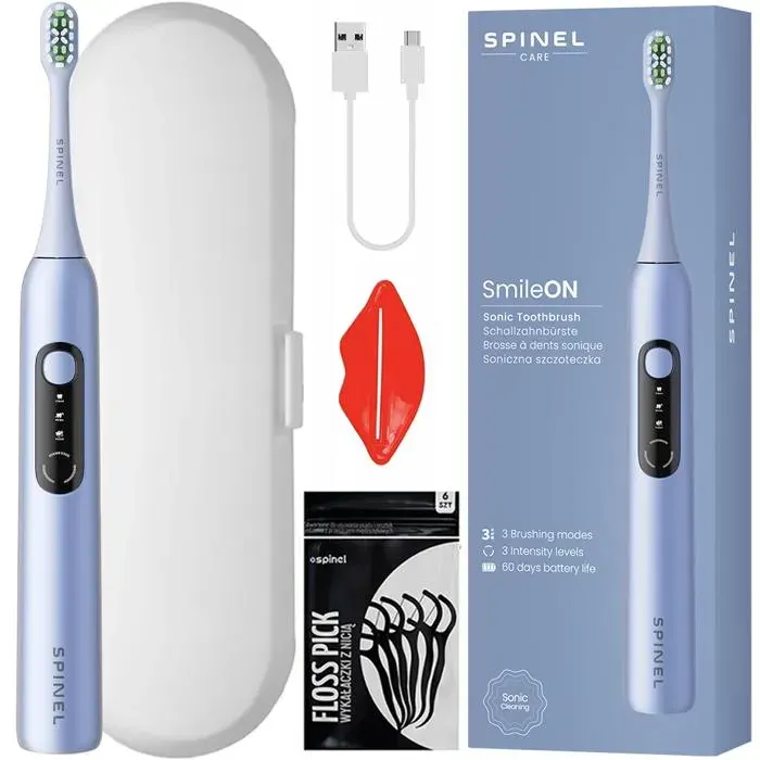 Brosse à dents sonique - Spinel Care - SmileON - 3 modes - USB-C - 60 jours autonomie - étui voyage inclus
