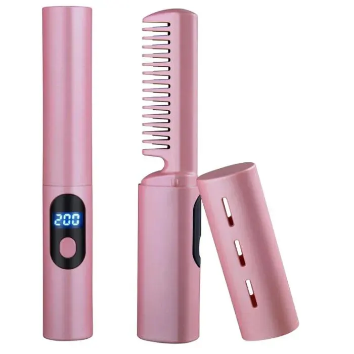 Brosse à lisser à cheveux rechargeable USB sans fil brosse lissante cheveux sans fil pour maison voyage dortoirmamanextensions