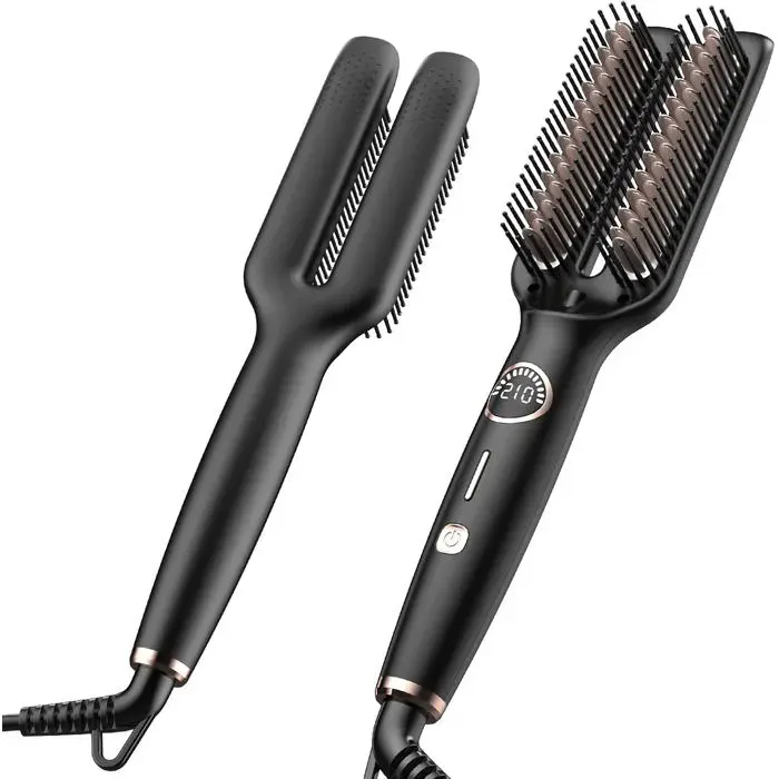Brosse à LisserBrosse LissanteDouble Peigne Lissant Avec Indicateur LEDPeigne Chauffant Peigne Lisseur Cheveux pour Cheveux Avec