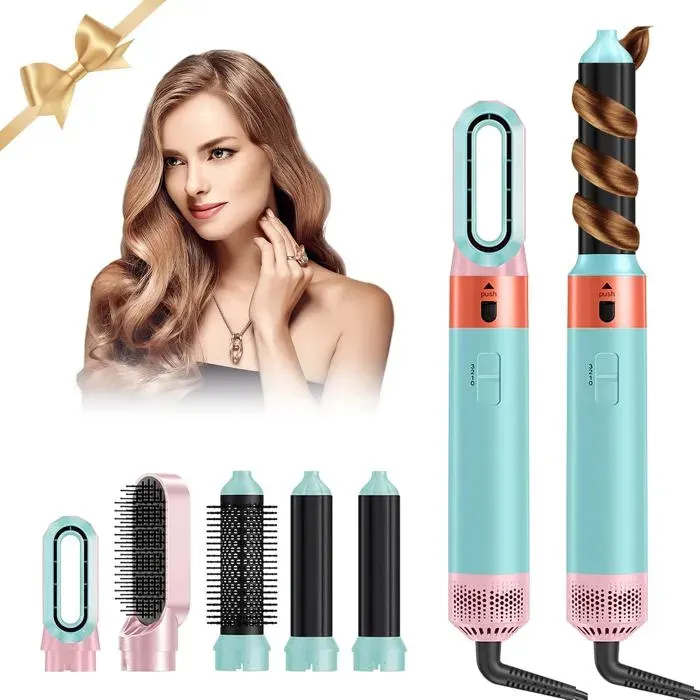 Brosse Chauffante Brushing Multi-Usages 1-Step StylerAir Brush 5 Set Avec Seche CheveuxBrosse Soufflante Rotative Pour CheveuxB