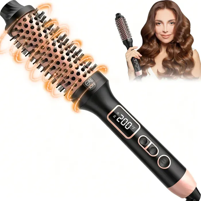 Brosse chauffante céramique ionique 5 températures，lissage et volume Fer à Friser Convient à tous les types de cheveux